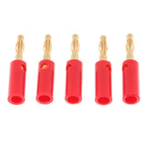 Maxbell 2x5Pcs 4mm Gold Plated Speaker Wire Banana Plug Test Audio Connector  red