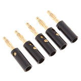 Maxbell 2x5Pcs 4mm Gold Plated Speaker Wire Banana Plug Test Audio Connector  black
