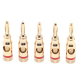 Maxbell 5Pcs/Pack 4mm Gold Plated Stereo Speaker Cable Banana Plug Connectors, (Open Screw Type), Red - Aladdin Shoppers