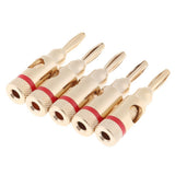 Maxbell 5Pcs/Pack 4mm Gold Plated Stereo Speaker Cable Banana Plug Connectors, (Open Screw Type), Red - Aladdin Shoppers