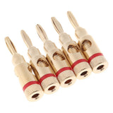 Maxbell 5Pcs/Pack 4mm Gold Plated Stereo Speaker Cable Banana Plug Connectors, (Open Screw Type), Red - Aladdin Shoppers