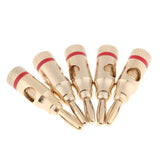 Maxbell 5Pcs/Pack 4mm Gold Plated Stereo Speaker Cable Banana Plug Connectors, (Open Screw Type), Red - Aladdin Shoppers