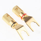 2Pieces Copper Speaker Banana Spade Plug Screw Type Gold Plated Connector - Aladdin Shoppers