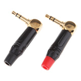 Maxbell 2x 90 Degree Gold Plated 3.5mm 1/8inch 3Pole Audio Male Plug Jack Connector Solder - Aladdin Shoppers