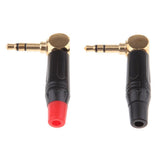 Maxbell 2x 90 Degree Gold Plated 3.5mm 1/8inch 3Pole Audio Male Plug Jack Connector Solder - Aladdin Shoppers