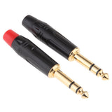 Maxbell 2Pieces 6.35mm 1/4inch 3Pole Wire Connector Male Jack Plug Adapter Solder Connector - Aladdin Shoppers