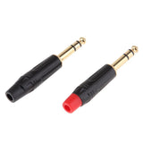 Maxbell 2Pieces 6.35mm 1/4inch 3Pole Wire Connector Male Jack Plug Adapter Solder Connector - Aladdin Shoppers