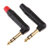 Maxbell 2Pieces 90 Degree 6.35mm 1/4inch Wire Connector Male Jack Plug Adapter Solder Connector - Aladdin Shoppers