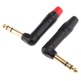 Maxbell 2Pieces 90 Degree 6.35mm 1/4inch Wire Connector Male Jack Plug Adapter Solder Connector - Aladdin Shoppers