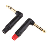 Maxbell 2Pieces 90 Degree 6.35mm 1/4inch Wire Connector Male Jack Plug Adapter Solder Connector - Aladdin Shoppers