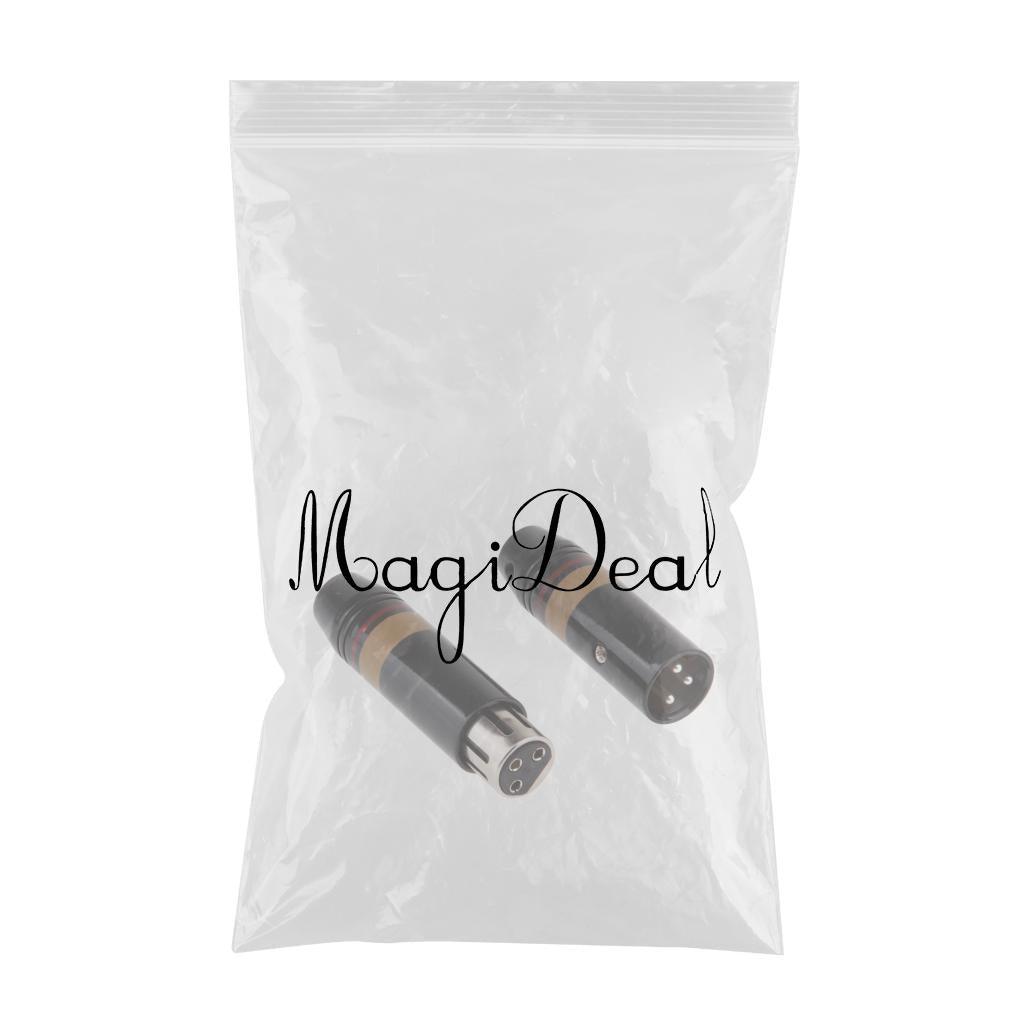 Maxbell Maxbell 2 Pack XLR Plugs Male and Female Microphone Plug Cable Adapter Silver Plated 3Pin MIC Jack Connector Audio Mixer Equipment Socket Replacement, Black