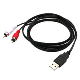 Maxbell 1.5m USB A Male to 2x RCA Phono Male AV Cable Aux Audio Video Adapter Cord - Aladdin Shoppers