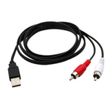 Maxbell 1.5m USB A Male to 2x RCA Phono Male AV Cable Aux Audio Video Adapter Cord - Aladdin Shoppers