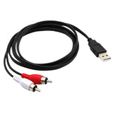 Maxbell 1.5m USB A Male to 2x RCA Phono Male AV Cable Aux Audio Video Adapter Cord - Aladdin Shoppers