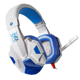 Maxbell Laptop Gaming Headsets Over Ear Headphones with Light Mic Stereo Earphones White Blue - Aladdin Shoppers