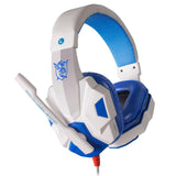 Maxbell Laptop Gaming Headsets Over Ear Headphones with Light Mic Stereo Earphones White Blue - Aladdin Shoppers