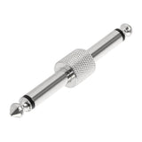 Maxbell 5x6.35 mm 1/4 Jack Plug Male to Male Guitar Coupler Adapter Connector Silver
