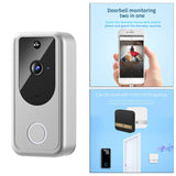 2xSmart Video Doorbell Wireless Intercom Two Way Audio Cloud Storage Silver