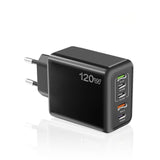 Maxbell USB C Charging USB Power Adapter Compact 120W for Multiple Devices Smartphone Black
