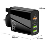 Maxbell Fast Charging Station QC 3.0 PD15W PD20W Multiport Charger PD65W for Laptops Black