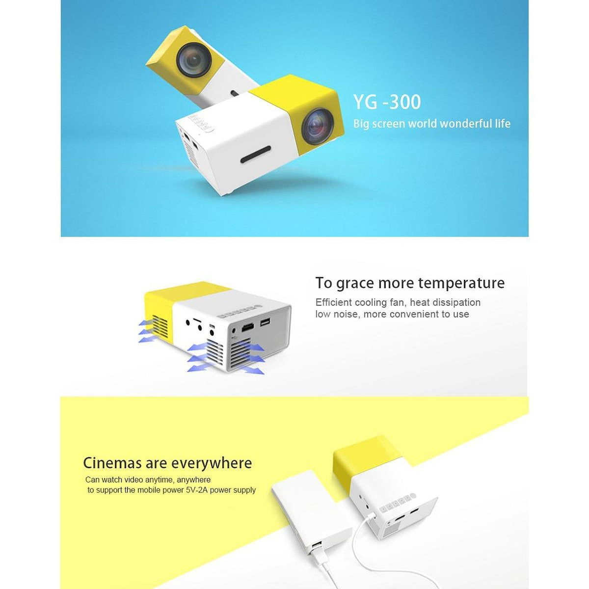 Maxbell Mini Projector 320x240 Resolution Micro Projector for Traveling Home Camping