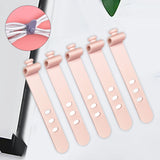 Maxbell 5x Silicone Cable Ties Cord Management Ties Gadgets Reusable Cable Organizer Pink