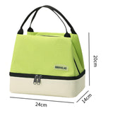 Maxbell Double Deck Insulated Lunch Box Tote Bag Portable for Road Trips Lightweight Green