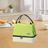 Maxbell Double Deck Insulated Lunch Box Tote Bag Portable for Road Trips Lightweight Green