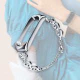 Maxbell Heart-shaped Watch Band Watch Accessories Rustproof Wristwatch Strap for Men Silver