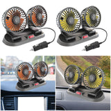 Maxbell Generic Car Cooling Fan Quiet Powerful Double Head for Cart RV Car Dashboard Orange