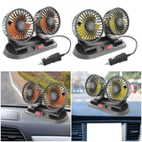 Maxbell Generic Car Cooling Fan Quiet Powerful Double Head for Cart RV Car Dashboard Orange