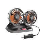 Maxbell Generic Car Cooling Fan Quiet Powerful Double Head for Cart RV Car Dashboard Orange