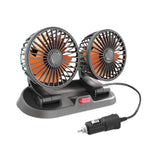 Maxbell Generic Car Cooling Fan Quiet Powerful Double Head for Cart RV Car Dashboard Orange
