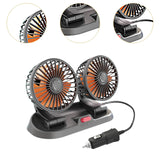 Maxbell Generic Car Cooling Fan Quiet Powerful Double Head for Cart RV Car Dashboard Orange