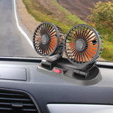 Maxbell Generic Car Cooling Fan Quiet Powerful Double Head for Cart RV Car Dashboard Orange
