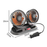 Maxbell Generic Car Cooling Fan Quiet Powerful Double Head for Cart RV Car Dashboard Orange
