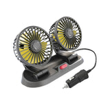 Maxbell Generic Car Cooling Fan Quiet Powerful Double Head for Cart RV Car Dashboard Yellow