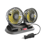Maxbell Generic Car Cooling Fan Quiet Powerful Double Head for Cart RV Car Dashboard Yellow