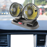 Maxbell Generic Car Cooling Fan Quiet Powerful Double Head for Cart RV Car Dashboard Yellow