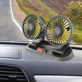Maxbell Generic Car Cooling Fan Quiet Powerful Double Head for Cart RV Car Dashboard Yellow