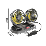 Maxbell Generic Car Cooling Fan Quiet Powerful Double Head for Cart RV Car Dashboard Yellow