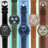 Maxbell PU Leather Watch Band Soft Comfortable Watch Accessories Watch Strap for Men Green