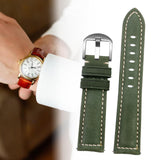 Maxbell PU Leather Watch Band Soft Comfortable Watch Accessories Watch Strap for Men Green