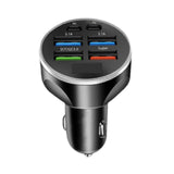 Maxbell 120W Car Charger Adapter Safe 12V-24V DC Auto Accessories 6 in 1 Multi Ports