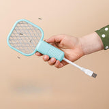 Maxbell Electric Fly Swatter Easy to Use Small Animals Swatter for Travel Outdoor Camping Blue