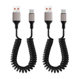 Maxbell 2Pcs USB C Fast Charging Cable Bed Vehicle Auto Car Home Coiled Charger Cord