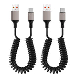 Maxbell 2Pcs USB C Fast Charging Cable Bed Vehicle Auto Car Home Coiled Charger Cord