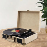Maxbell Portable Suitcase Records Player EU Standard Turntable for Bedroom Desk Shelf