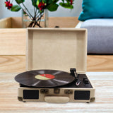 Maxbell Portable Suitcase Records Player EU Standard Turntable for Bedroom Desk Shelf