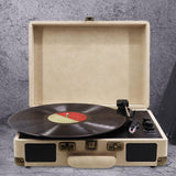 Maxbell Portable Suitcase Records Player EU Standard Turntable for Bedroom Desk Shelf